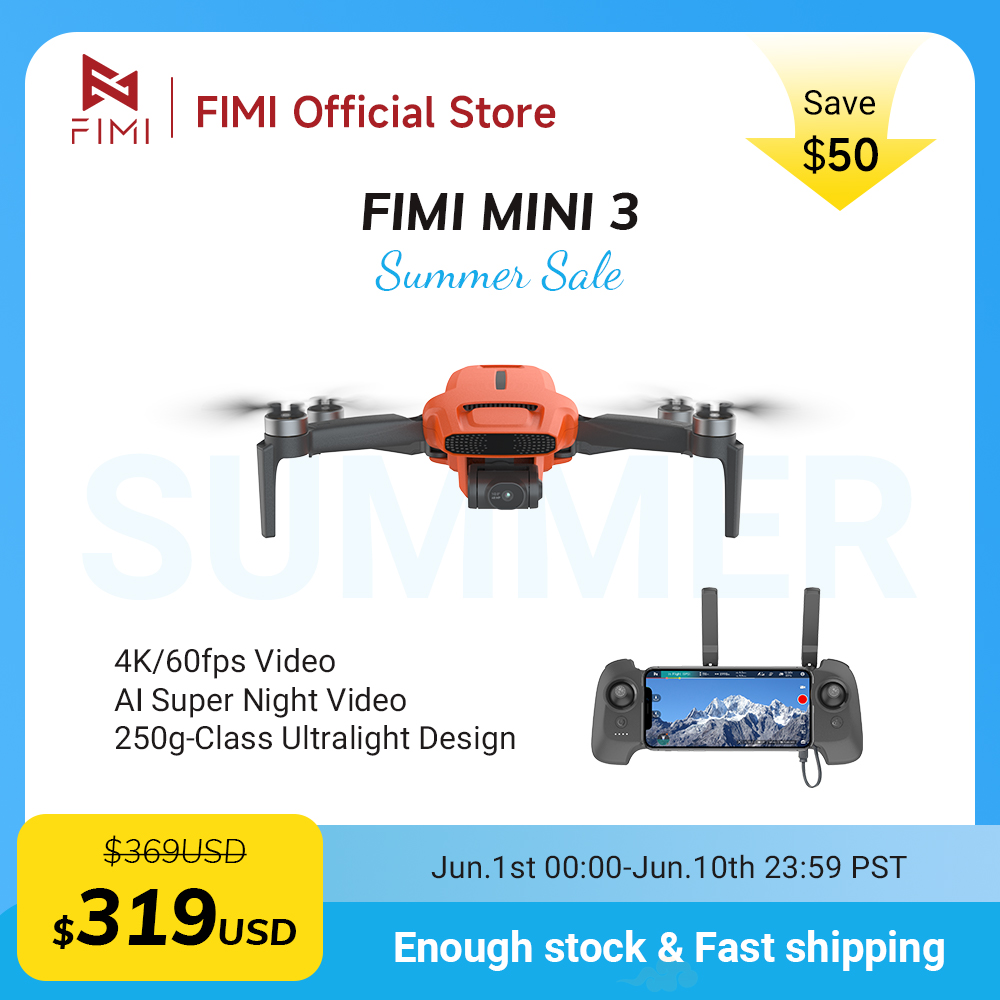 FIMI MINI 3 Camere drone 4K 60 - đánh giá và giá Drone Gimbal 3 Axis